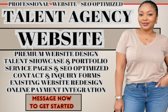 talent agency website, modeling agency website, talent management site redesign