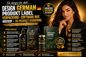 design german product label packaging software box mockup 3d product rendering