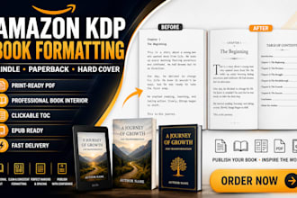 format your amazon KDP kindle ebook, paperback, and hardcover book