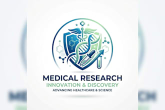 design a professional medical research logo for labs, healthcare, science brand