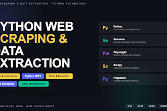 scrape and extract data from any website using python, selenium or playwright