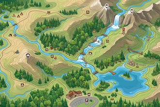 design trail map outdoor adventure location map, park map, hiking map travel map