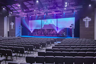 design modern church interior and exterior with 3d rendering