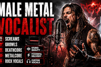 sing male rock, metal scream, growls, deathcore, rock, extreme vocals, metalcore