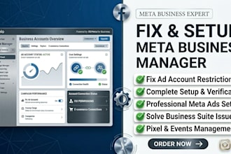 fix and setup meta business manager, meta ads setup, fix ads account issues