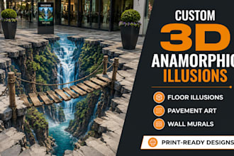 design 3d anamorphic illusion art, 3d floor illusion, custom 3d wall art