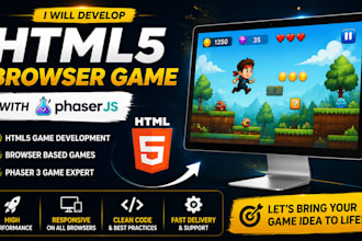 develop HTML5 game, browser game, web game, javascript game for website