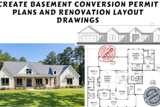create basement conversion permit plans and renovation layout drawings
