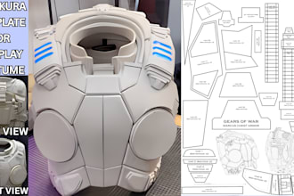 create pepakura template for cosplay costume, eva foam armour, props and helmet