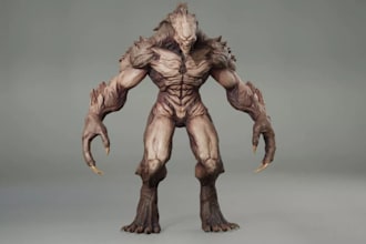 2d to 3d fantasy character,humanoid monster, modular asset,ue5 avatar model,glb