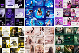 do monthly instagram and facebook content design in canva pro