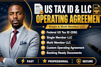 provide business federal US tax id, single, multi member llc operating agreement