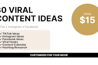 create 30 viral content ideas for tiktok, instagram and facebook