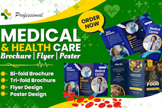 design medical brochure, healthcare, clinic flyer, bifold and trifold brochure