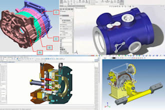 create 3d mechanical parts cad model assembly down design in PTC creo parametric