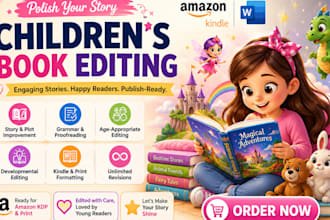edit and proofread children book kids book story book and picture book editing