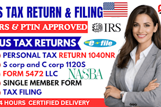 prepare US tax return, tax filing, llc tax, business tax 5472 1120 1040