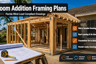 create room addition wall, roof framing plans for florida permits