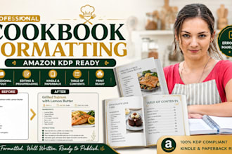 format edit and proofread your cookbook for amazon KDP recipe KDP formatting