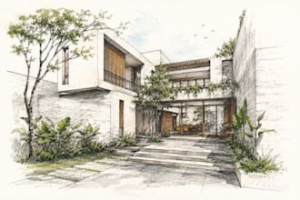 draw a hand drawn architecture illustration