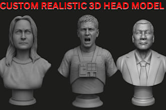 sculpt realistic 3d head bust, face model and portrait stl for 3d printing