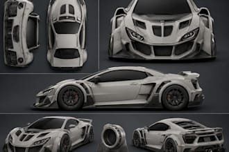 create 3d car modeling for body kits, vehicle styling and custom modification