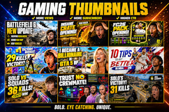 design a youtube gaming thumbnail that is high performing and eye catching