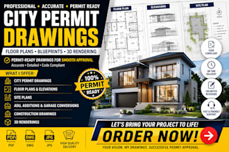 architect city permit drawings adu permit plans blueprints 2d and 3d rendering