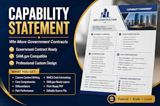 write and design a capability statement for government contracts