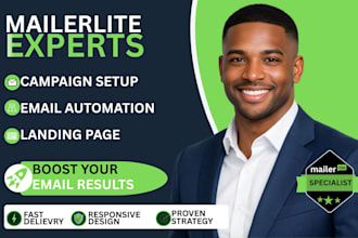 set up mailerlite email marketing, automation, landing pages and campaigns