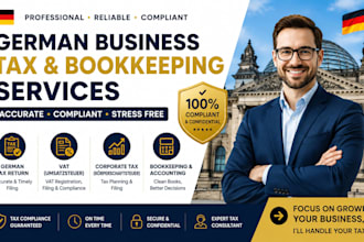 handle german tax return, vat, corporate tax,  and bookkeeping for businesses