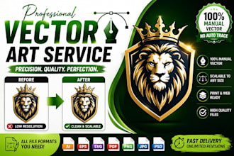 manually vector trace, redraw logo, and convert image to vector