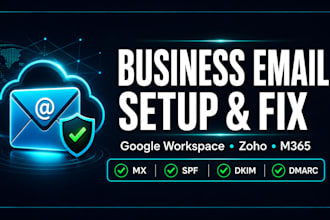 set up google workspace, business email, verify domain and fix dns issues