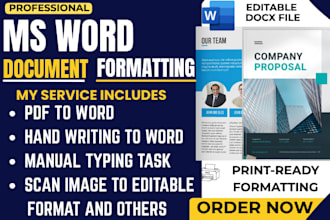 do pdf to word, handwriting to word, scan pdf to word and manually typing task