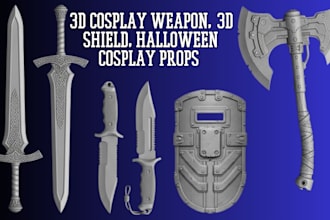 design custom 3d cosplay weapon halloween sword cosplay shield for 3d printing