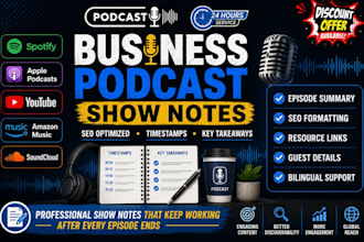 do business podcast show notes with timestamps key takeaways bilingual translate