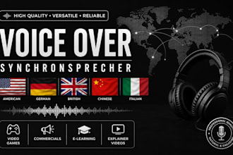 be your german, america, british,chinese, italy voice actor and synchronsprecher