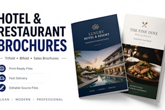 design digital hotel brochure tri fold bifold sales restaurant brochure design