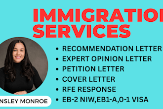 deliver professional expert opinion recommendation letter for eb2 niw eb1a o1