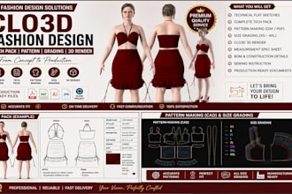professional 3d design, pattern making, and tech packs