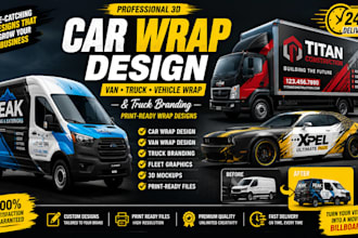 design car wrap van wrap vehicle wrap and truck branding wrap in 3d