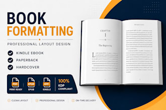 do book formatting, kindle ebook formatting and paperback layout design for KDP