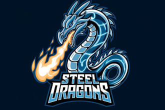 create dragon mascot logo design with unlimited review