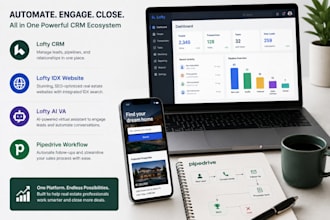 setup lofty CRM, lofty idx website, lofty ai VA and pipedrive workflow