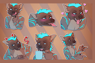 draw telegram sticker, furry sticker, nswf sticker, furry characters, emotes