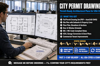 draw city permit architectural plans for texas california florida USA