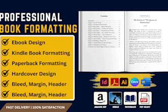 do book interior formatting, book cover for paperback amazon kindle kdp ebook
