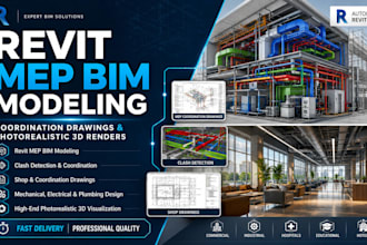 do revit mep bim modeling, coordination drawings, and photorealistic 3d renders