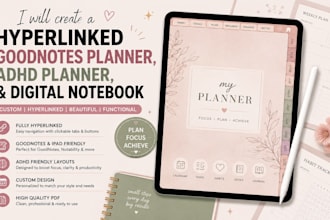 create a goodnotes planner, adhd planner, and digital notebook