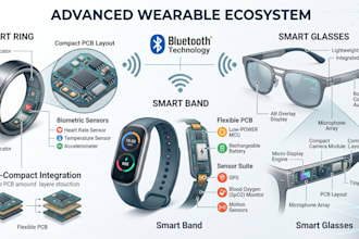 design professional pcb for wearable tech smart glasses ring bands iot devices